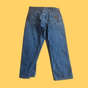 Carhartt Mens 38x30 Blue Denim Jeans Workwear Straight Fit